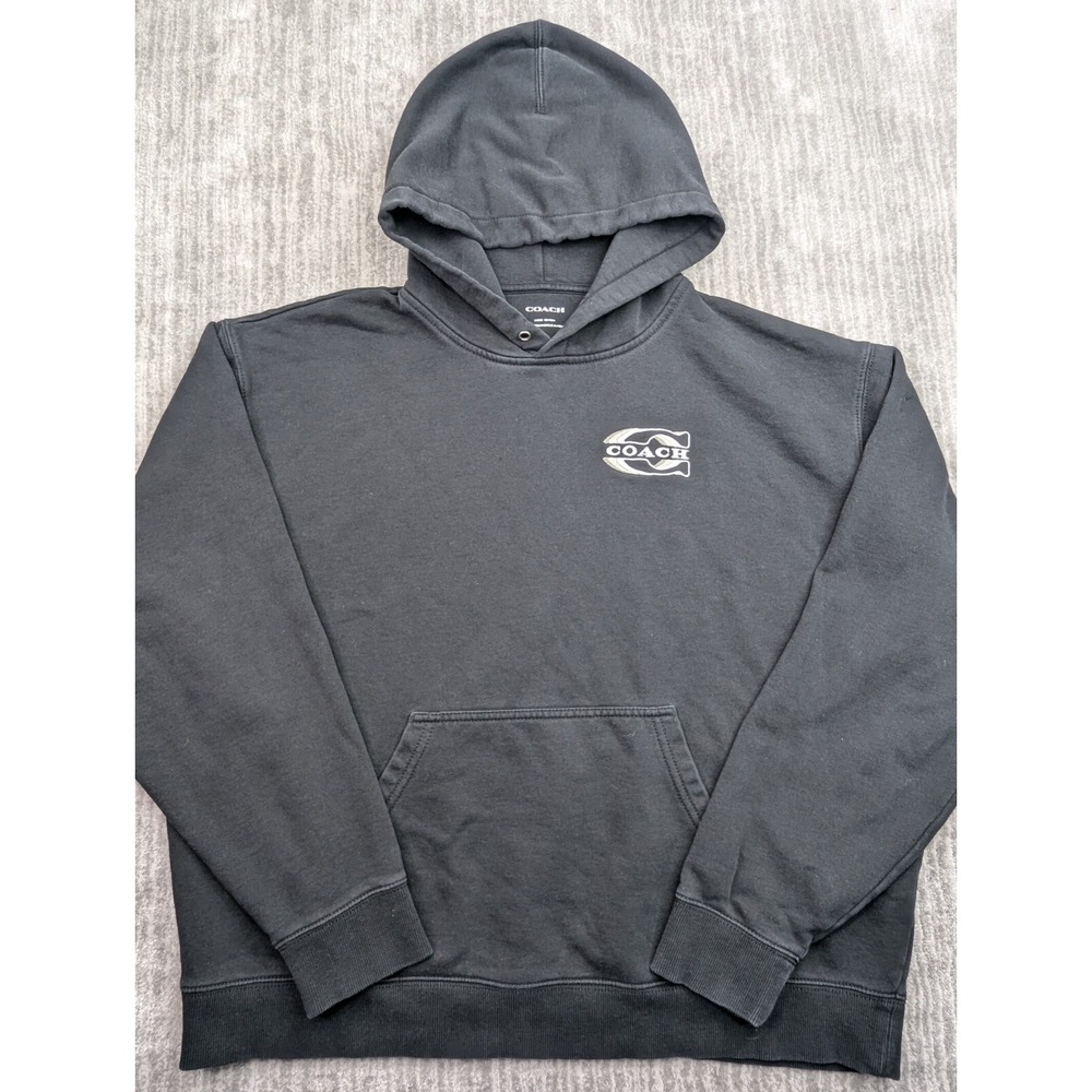 Coach Signature Hoodie Gradient Mens Large Black Cotton Polyester MISSING STRING